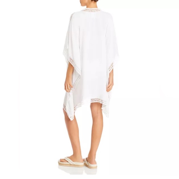 NEW Tommy Bahama Crochet Lace Trim Oversized Swim Cover-Up Tunic Size S White - Picture 2 of 10